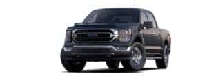 A black 2021 Ford -150 is angled left.