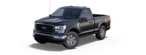 A black 2022 Ford F-150 XLT is angled left.