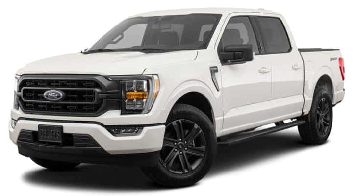 A white 2022 Ford F-150 XLT is facing left.