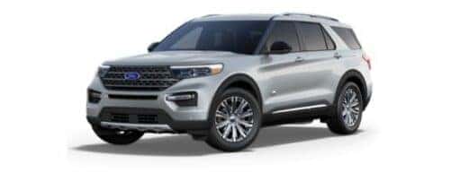 A silver 2022 Ford Explorer King Ranch is angled left.