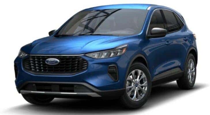 A blue 2023 Ford Escape Active is angled left.