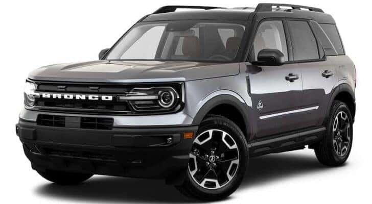 A grey 2023 Ford Bronco Sport Outer Banks is shown angled left.