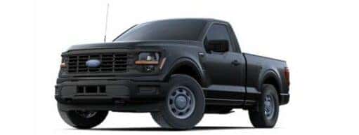 A black 2024 Ford F-150 is angled left.