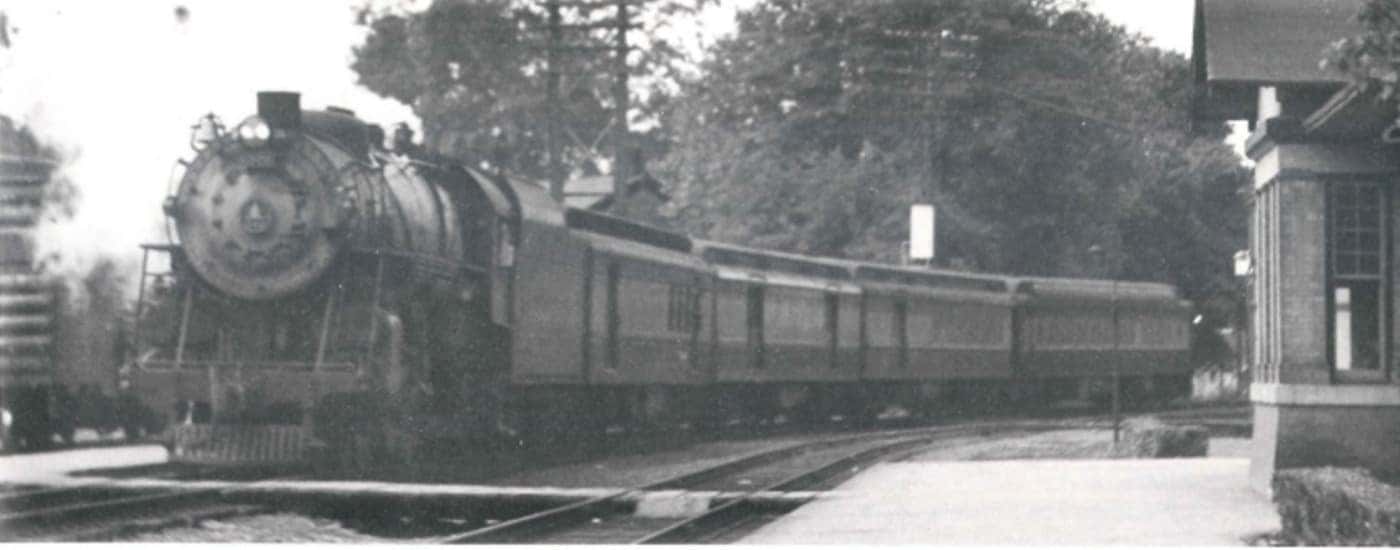A passenger train is shown in Loveland, OH.