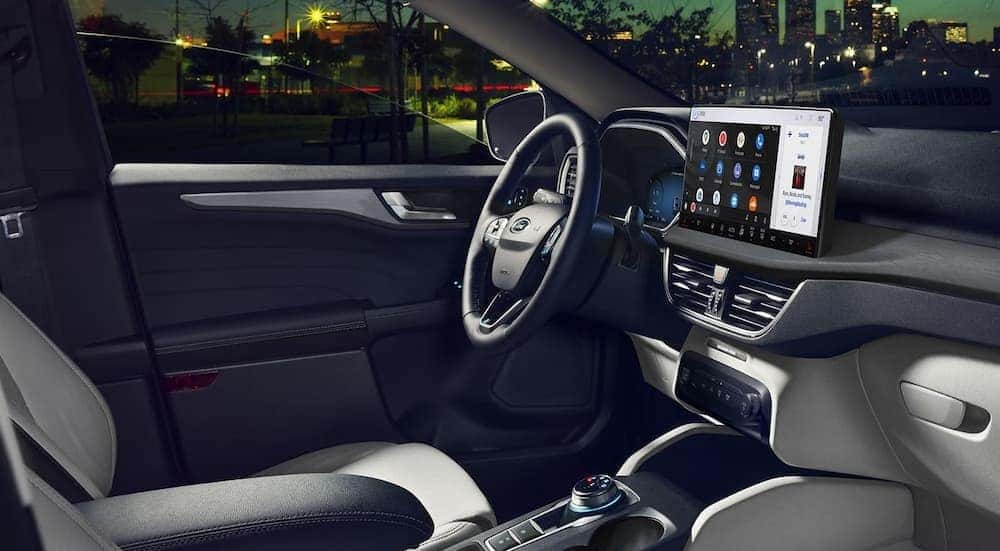 The gray interior and dash in a 2025 Ford Escape is shown.