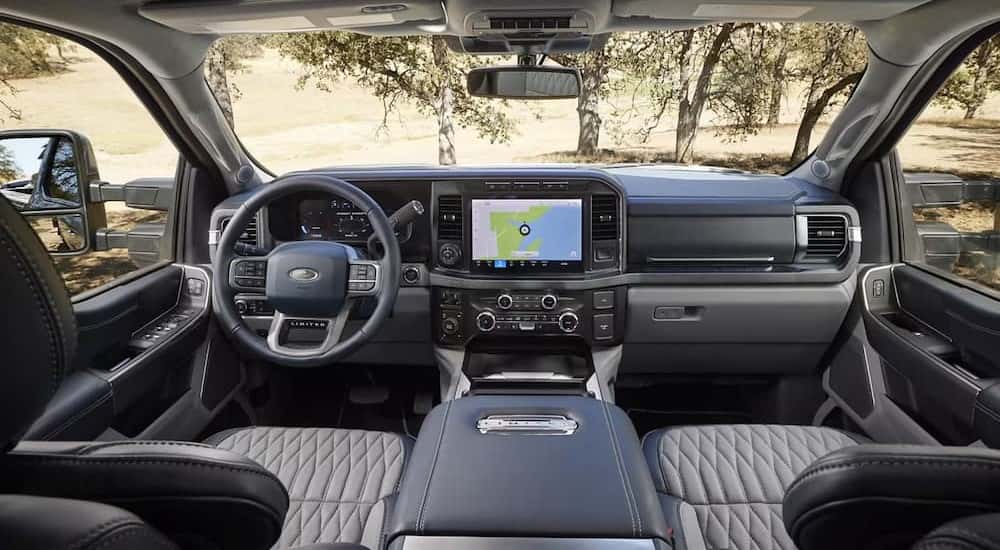 Gray interior in a 2025 Ford F-250 Limited.