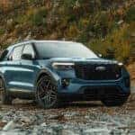 A blue 2025 Ford Explorer for sale near Milford.