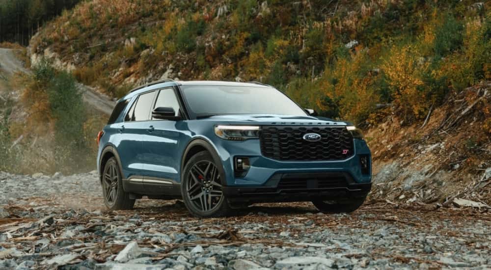 A blue 2025 Ford Explorer for sale near Milford.