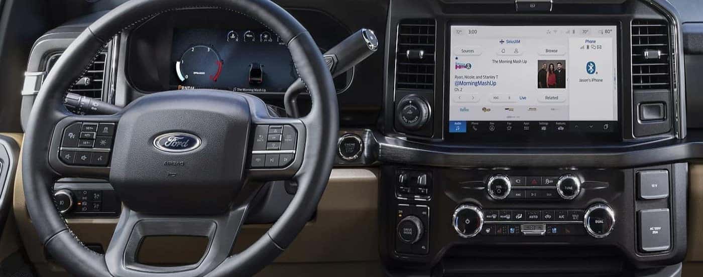 Close-up of the dash in a 2025 Ford F-350.