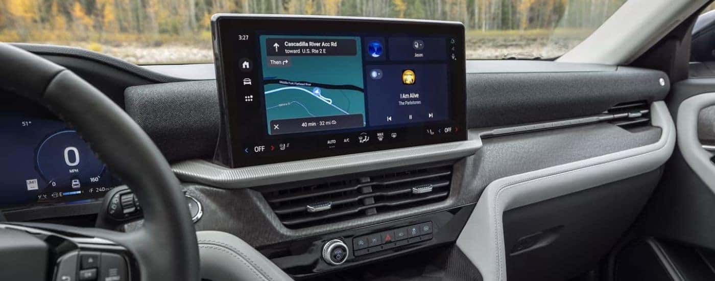 Infotainment display on a 2025 Ford Explorer at a dealer near Sharonville