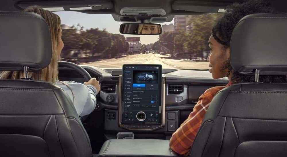 Infotainment display and dashboard in a 2025 Ford F-150 Lightning