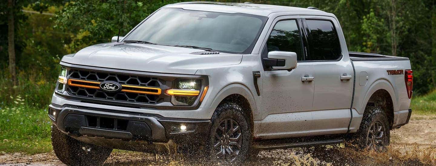 A silver 2025 Ford F-150 for sale near Mason off-roading