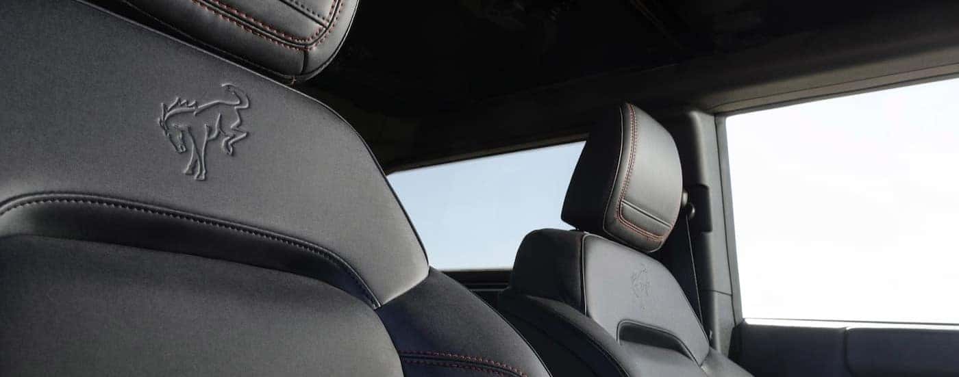 Close-up of the black front seats in a 2025 Ford Bronco for sale near Florence.