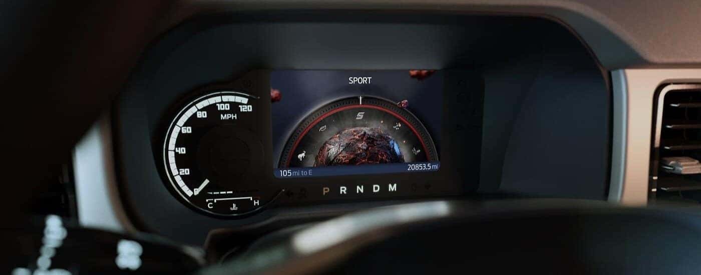 Digital gauge display on a 2025 Ford Bronco for sale near Mason