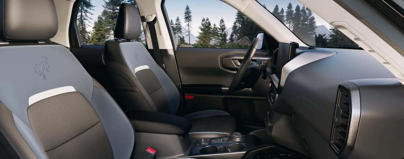 Blue and black interior of a 2025 Ford Bronco Sport for sale near Florence