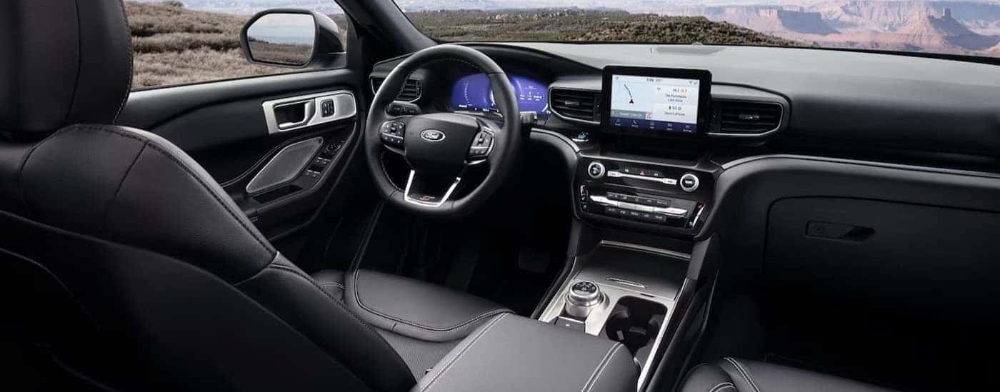 The black dash in a 2023 Ford Explorer XLT.