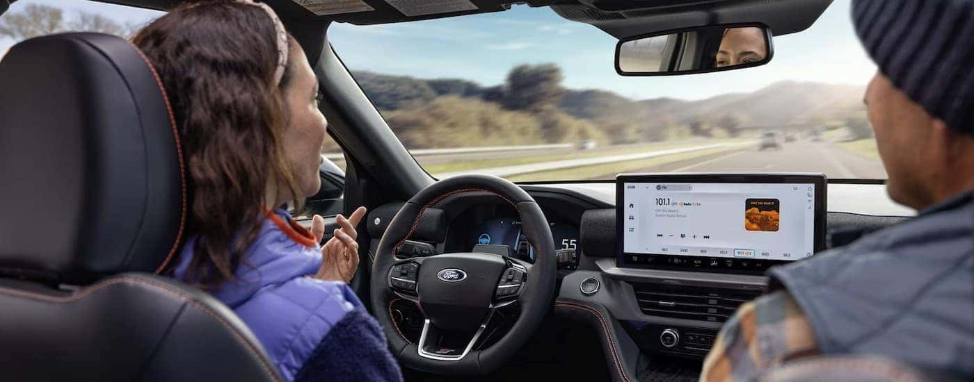 The black dash in a 2025 Ford Explorer.