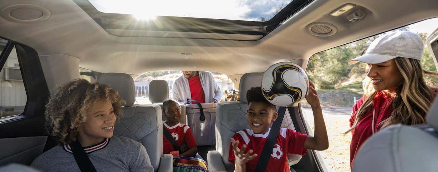 The gray interior in a 2025 Ford Explorer.
