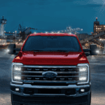 Red 2026 Ford F-450 Super Duty head on