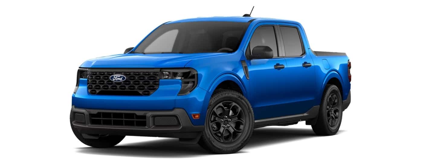 Blue 2025 Ford Maverick XLT angled left