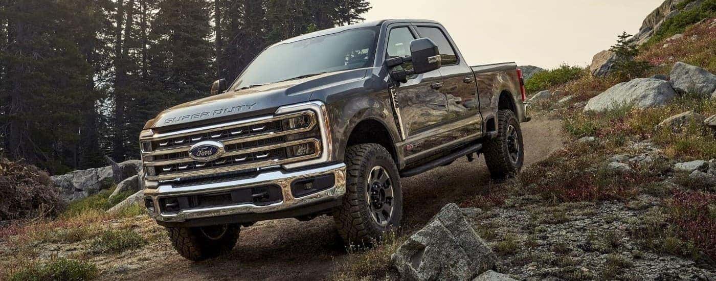 A grey 2026 Ford F-250 from the front at an angle.