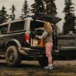 Black 2026 Ford Bronco with trunk being loaded
