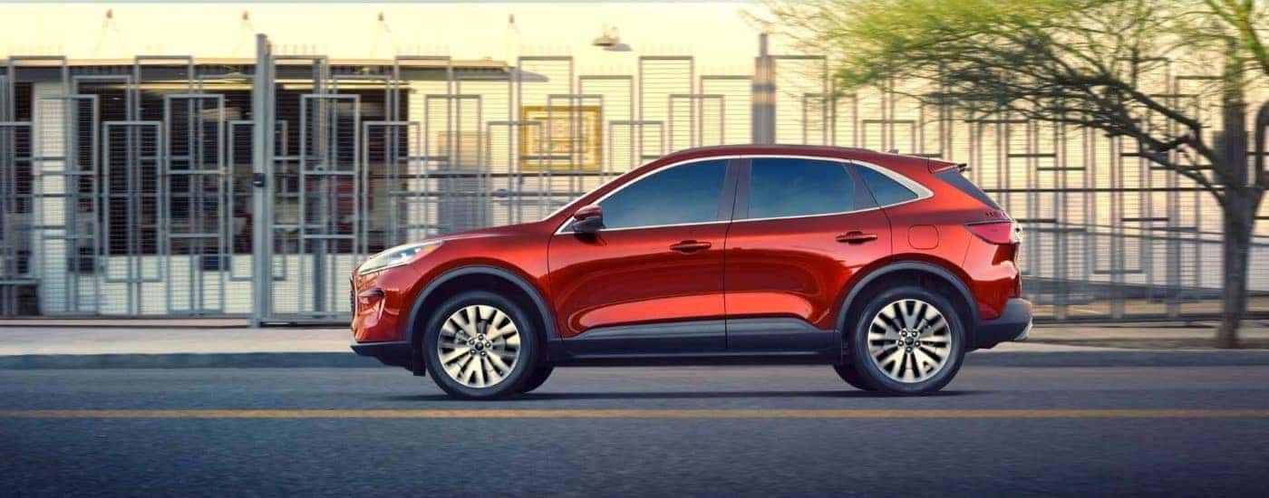 Red 2020 Ford Escape driving down the road