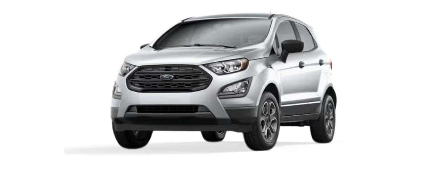 White 2019 Ford EcoSport angled left.