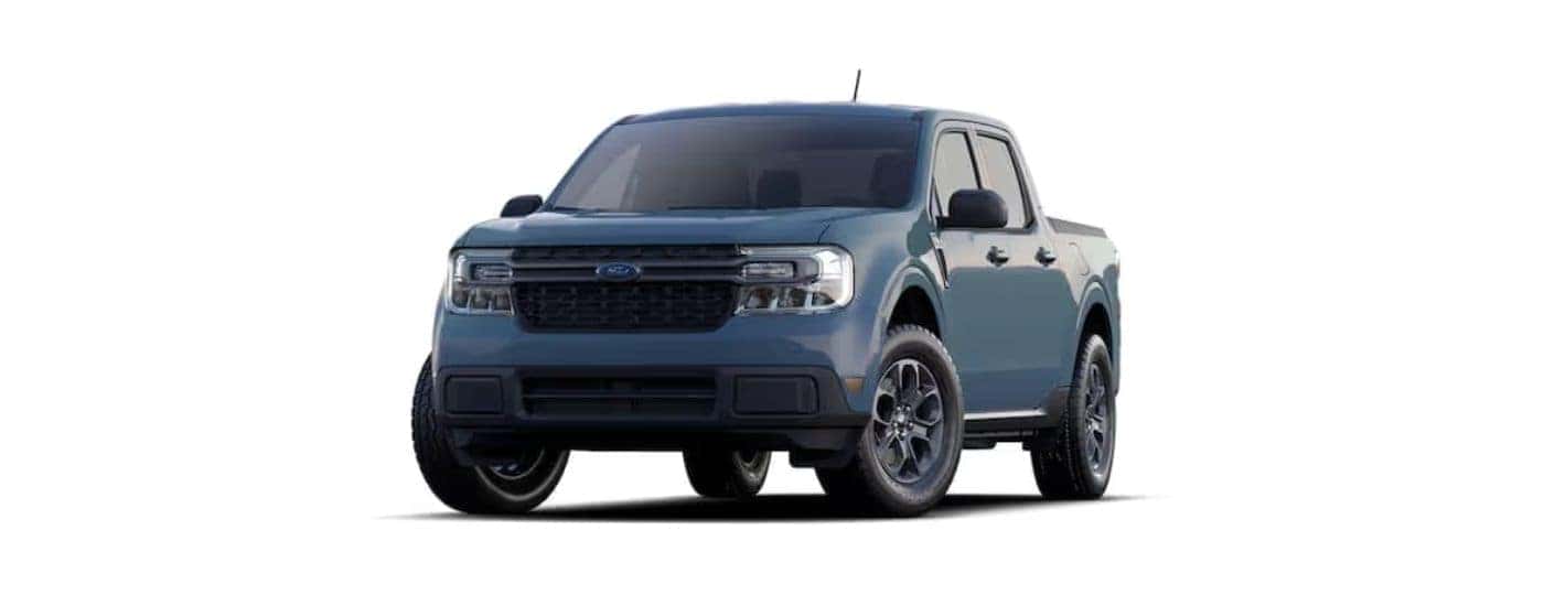 Blue 2022 Ford Maverick angled left.