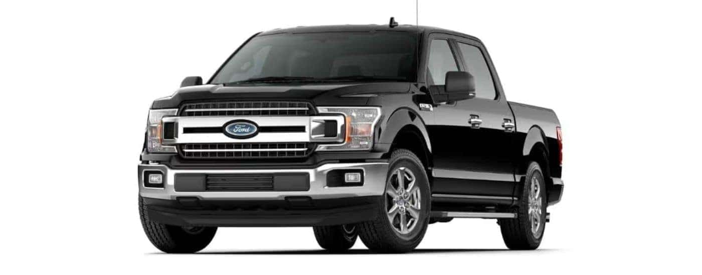 A black 2019 Ford F-150 angled left on a white background.
