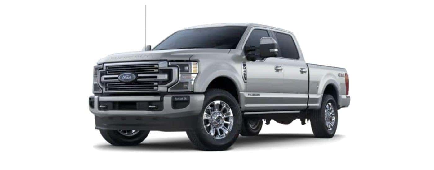 A silver 2020 Ford Super Duty angled left on a white background.