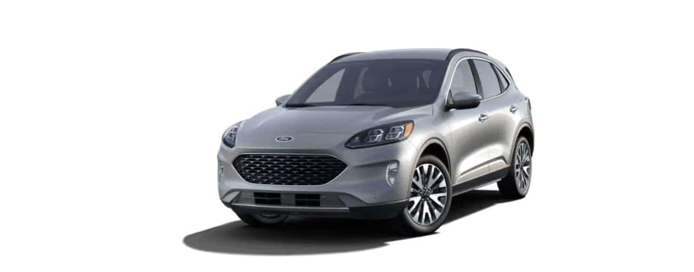 A silver 2021 Ford Escape angled left on a white background.