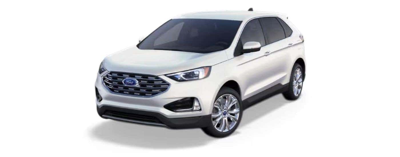 A white 2020 Ford Edge angled left on a white background.