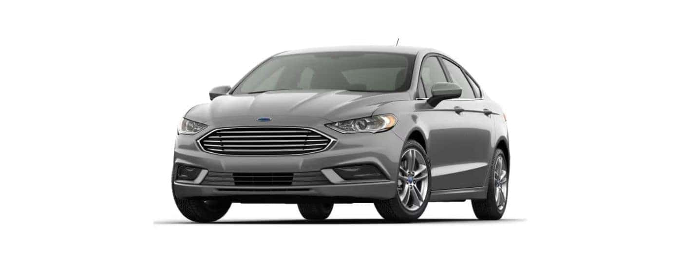 Grey 2018 Ford Fusion angled left.