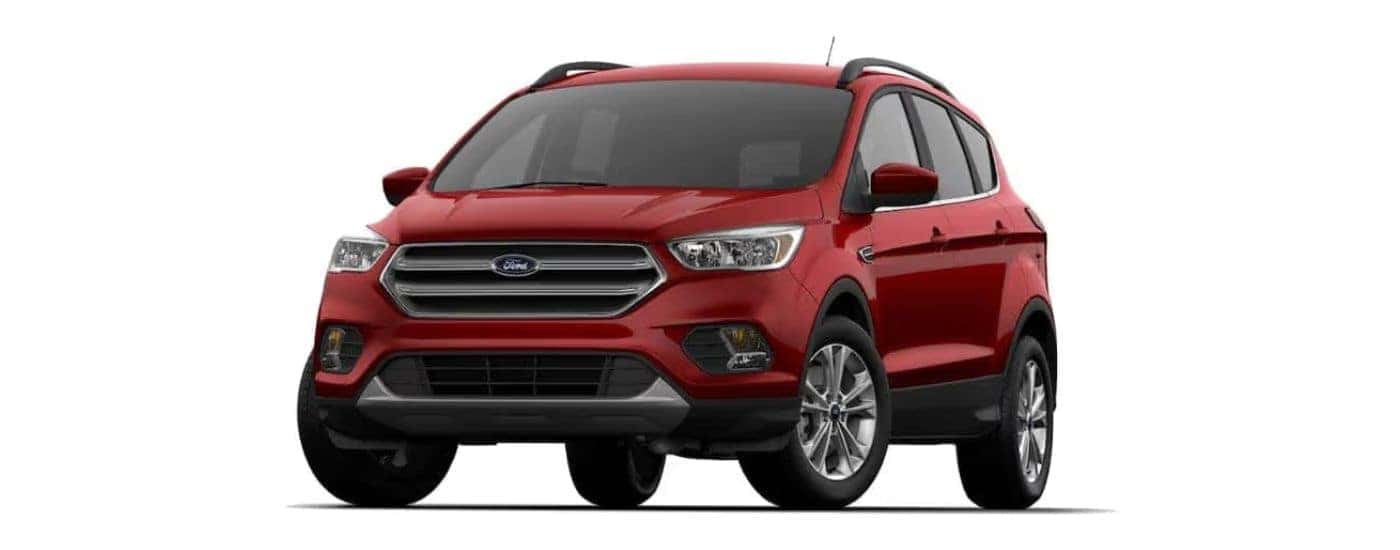 Red 2018 Ford Escape angled left.