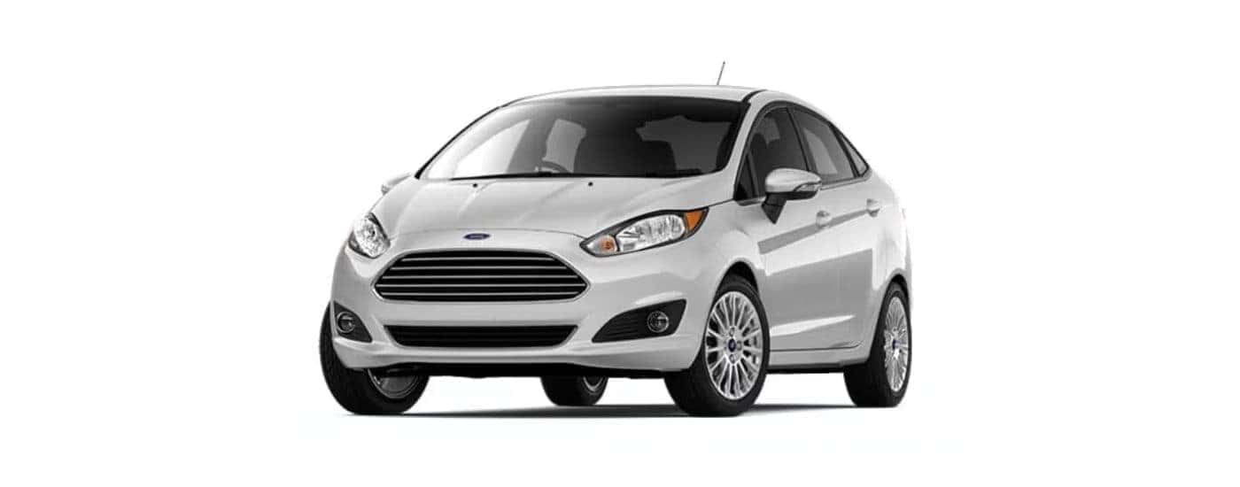 White 2018 Ford Fiesta angled left.