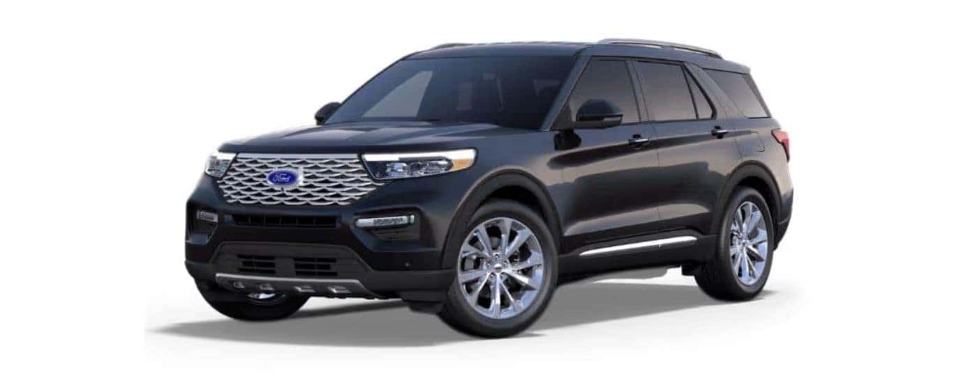 Black 2023 Ford Explorer angled left.