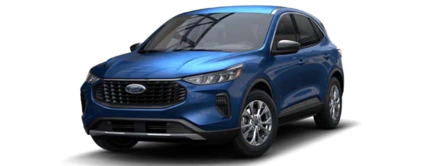 Blue 2023 Ford Escape angled left.