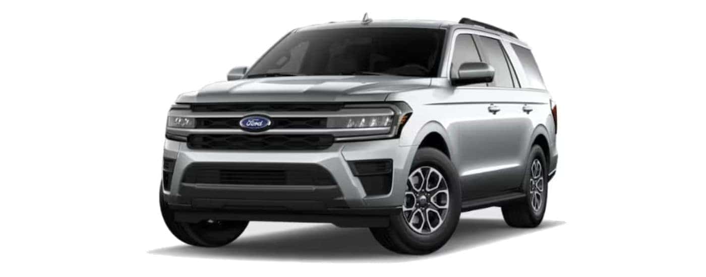 Silver 2023 Ford Expedition angled left.