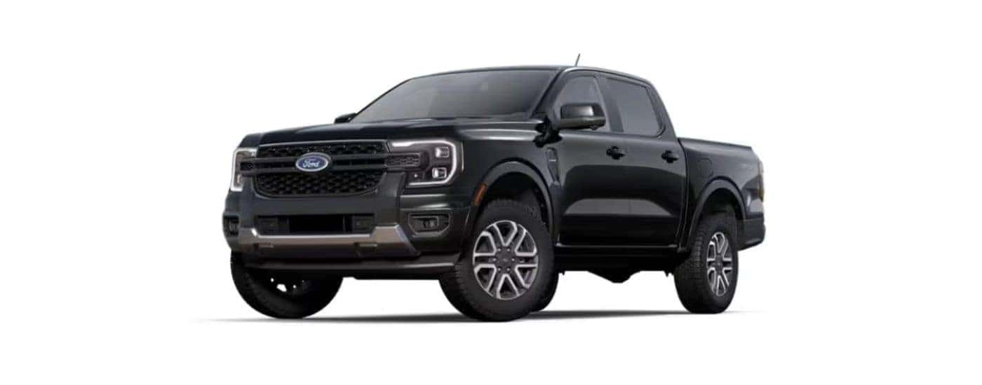 Black 2024 Ford Ranger angled left.