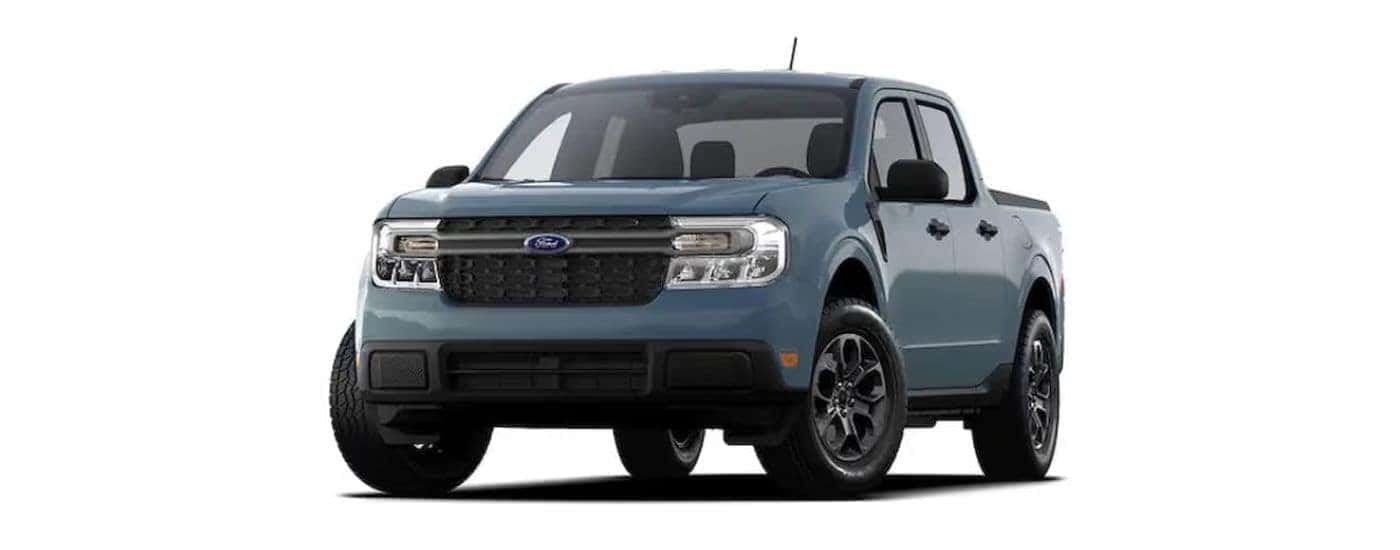 Blue 2024 Ford Maverick angled left.