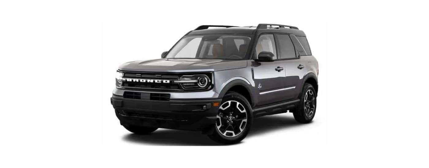 Grey 2024 Ford Bronco Sport angled left.