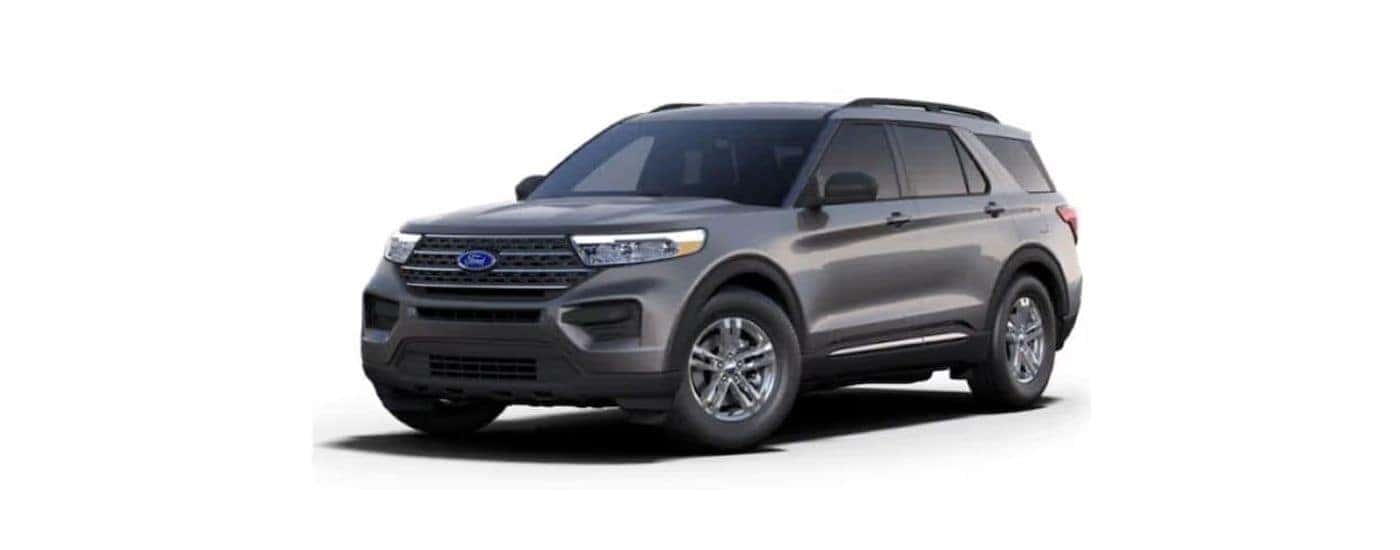 Grey 2024 Ford Explorer angled left.