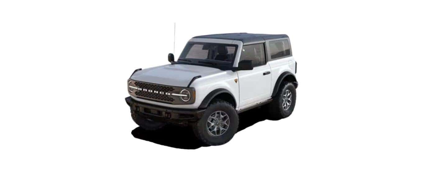 White 2024 Ford Bronco angled left.