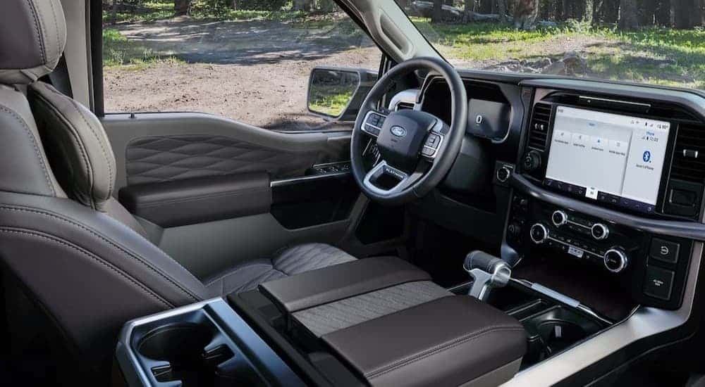 Gray interior and dash in a 2026 Ford F-150.