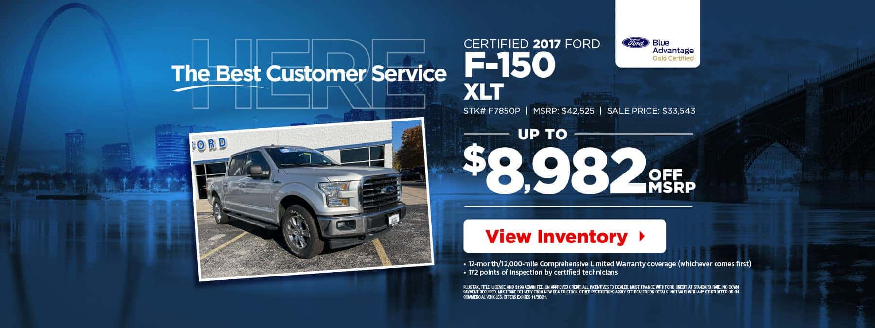 FORD BLUE ADVANTAGE GOLD CERTIFIED 2017 FORD F-150 XLT