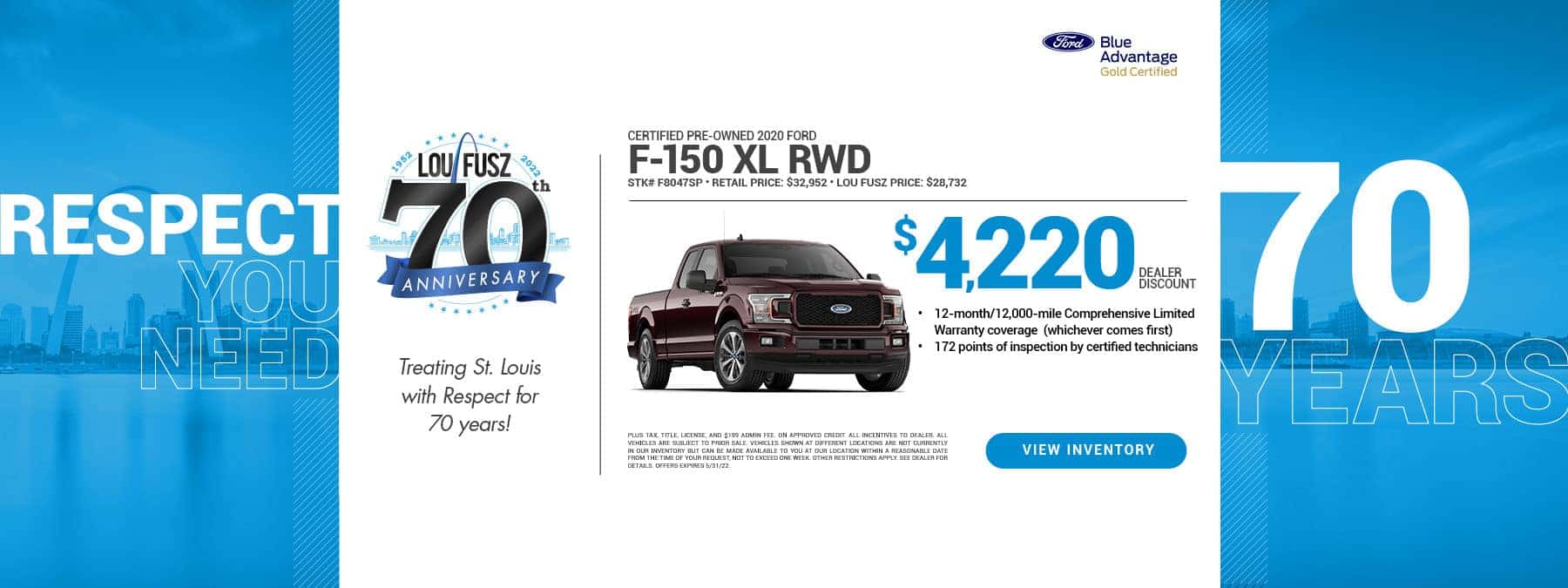 FORD BLUE ADVANTAGE GOLD CERTIFIED CERTIFIED PRE-OWNED 2020 FORD F-150 XL RWD