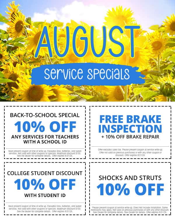 August Service Specials