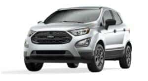 A silver 2021 Ford EcoSport S is angled left.
