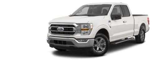 A white 2021 Ford F-150 XLT is angled right.